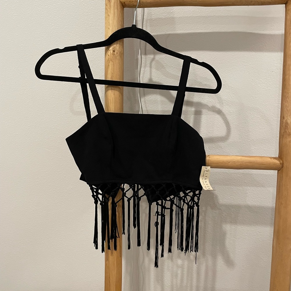 Flynn skye crop fringe top NWT